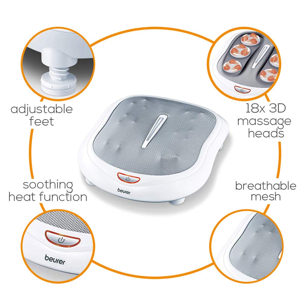 Beurer MG 320 Shiatsu Massageauflage & FM 60 Fußmassagegerät – Für Rücken, Nacken, Beine, mit Luftkompression, Licht, Wärme & 18 Massageköpfen
