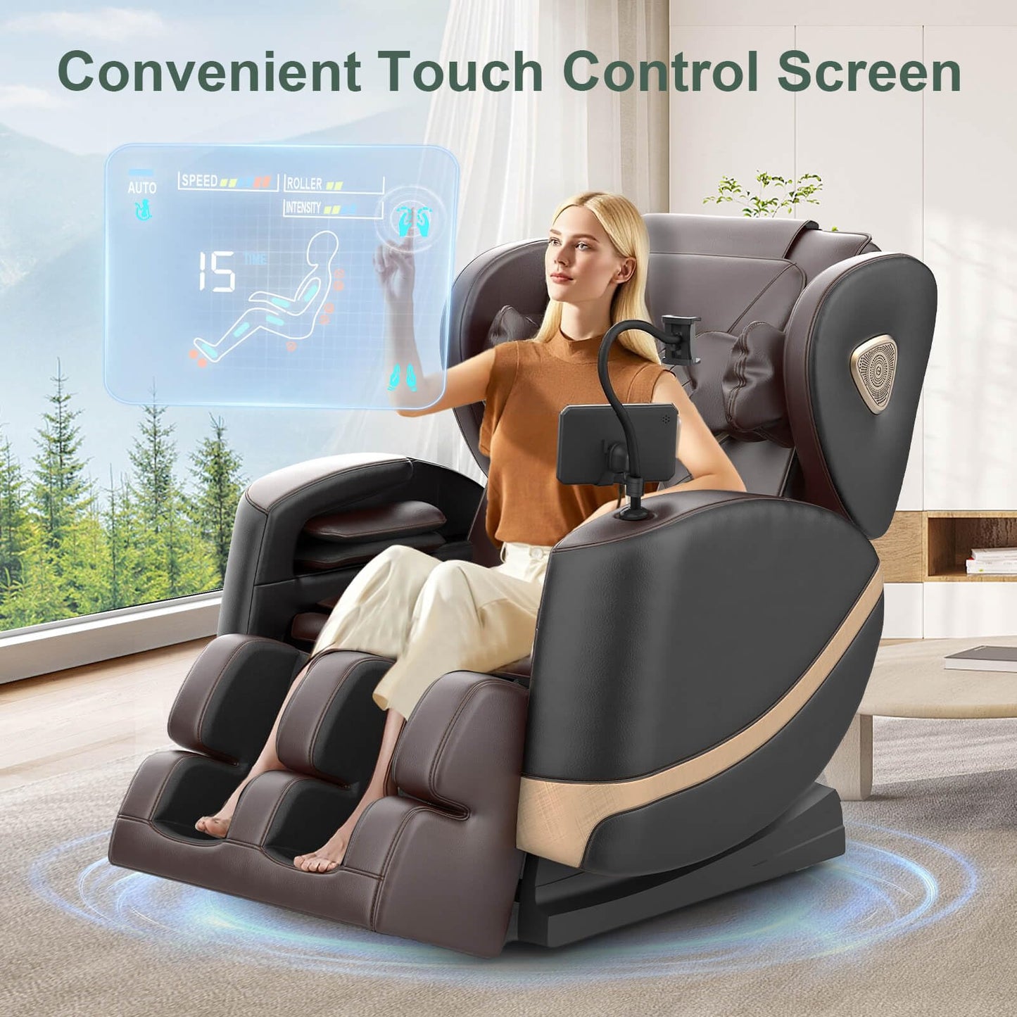 FURNIMAT Ganzkörper-Massagesessel – Zero Gravity, Heizung für Taille & Beine, 10 Rollen, Airbags, Fußmassage, Bluetooth, Fernbedienung