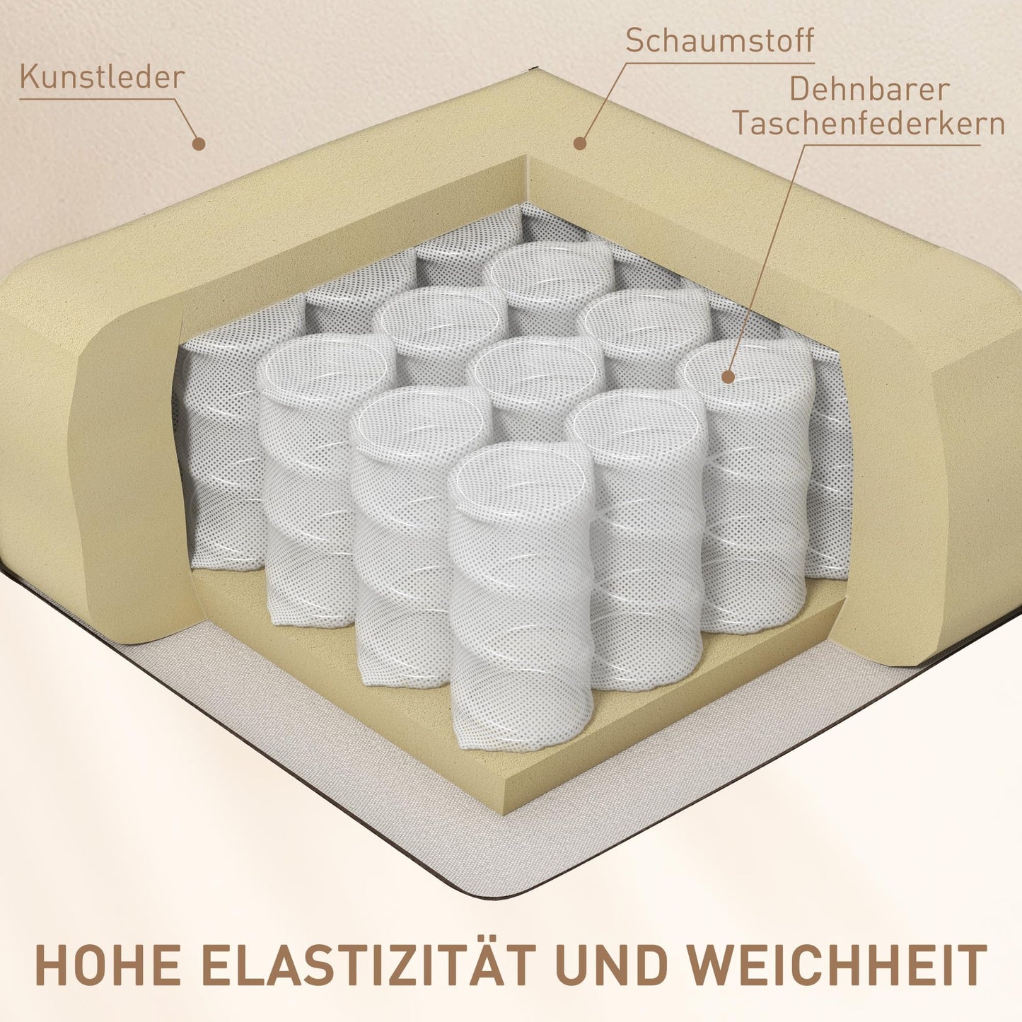 HOMCOM Elektrischer Massagesessel – 5 Modi, Liegefunktion, Kunstleder, Holz & Metall, Relax- & Fernsehsessel, Cremeweiß (84×92×109 cm)