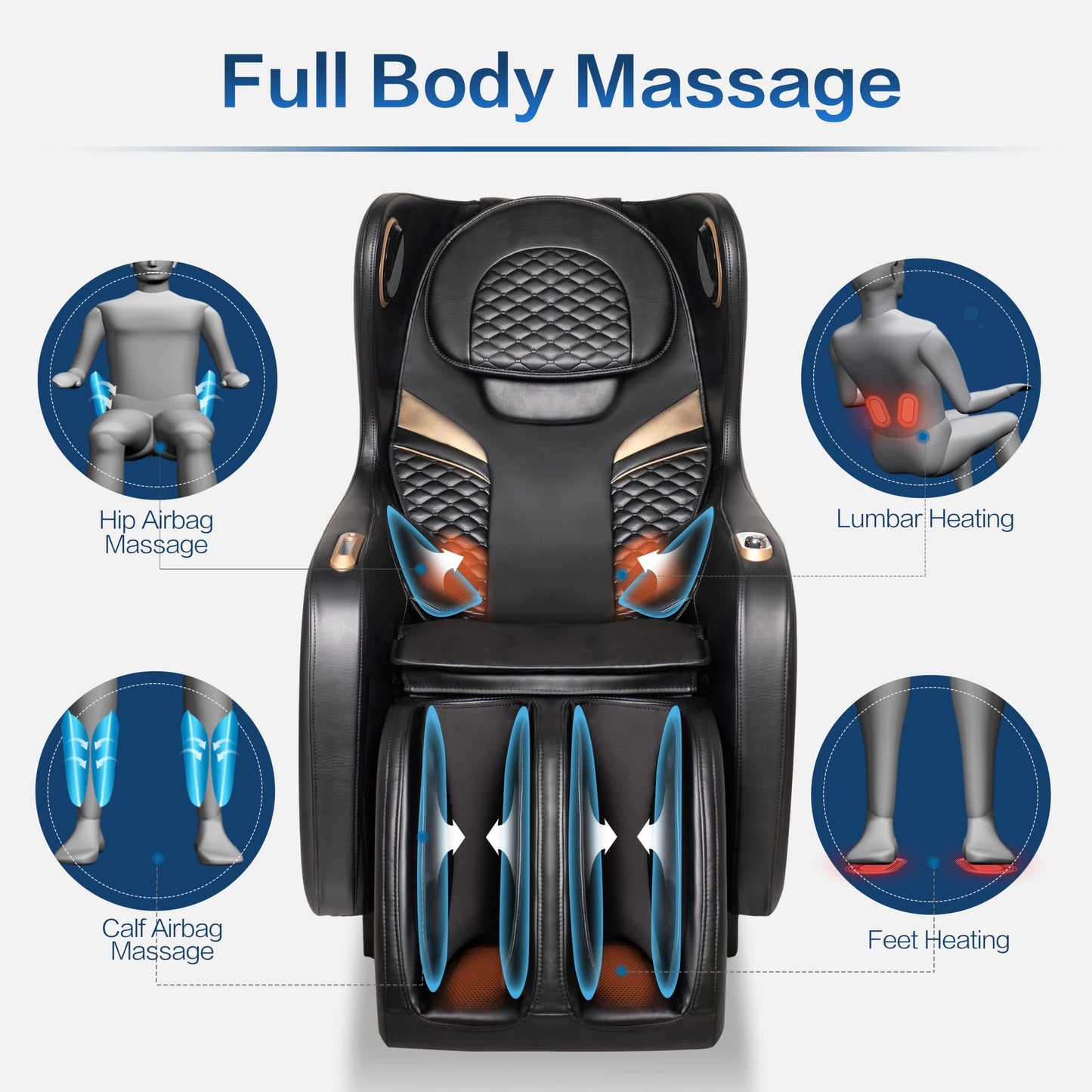 Rotai 3D Massagesessel – Kompakter SL-Schienen Massagestuhl mit Automatikprogrammen, USB & Bluetooth, Elektrischer Relax- & Fernsehsessel