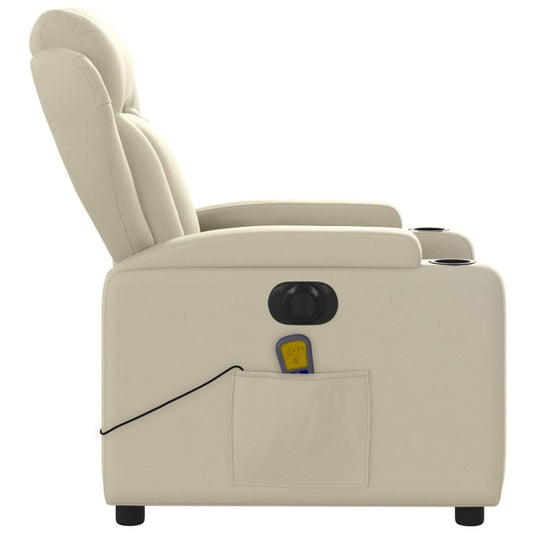 Homgoday Elektrischer Massagesessel – Neigbar, Ganzkörpermassage, Relaxsessel aus Creme-Kunstleder, ideal zum Entspannen