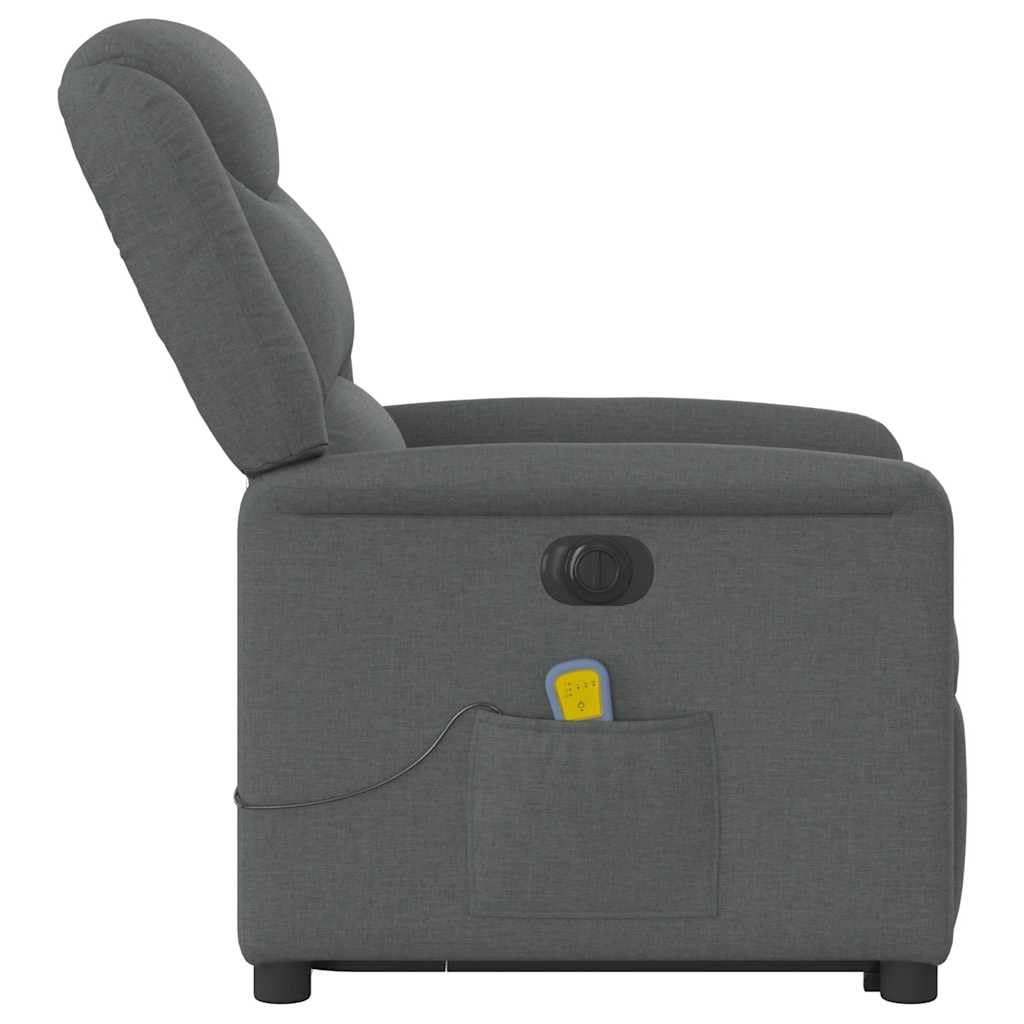 vidaXL Elektrischer Massagesessel Dunkelgrau – Mit Aufstehhilfe, Relax- & Fernsehsessel aus Stoff, Massagestuhl für bequemes Sitzen