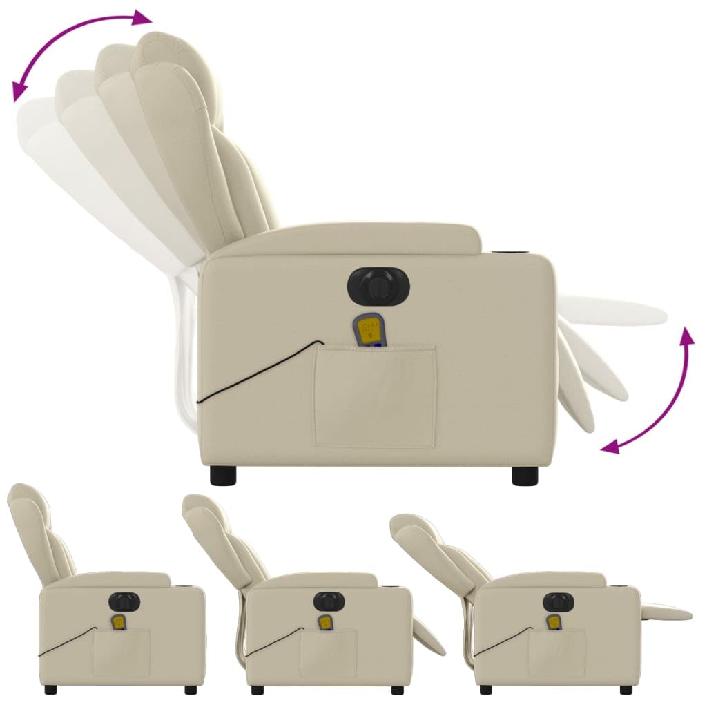 Homgoday Elektrischer Massagesessel – Neigbar, Ganzkörpermassage, Relaxsessel aus Creme-Kunstleder, ideal zum Entspannen
