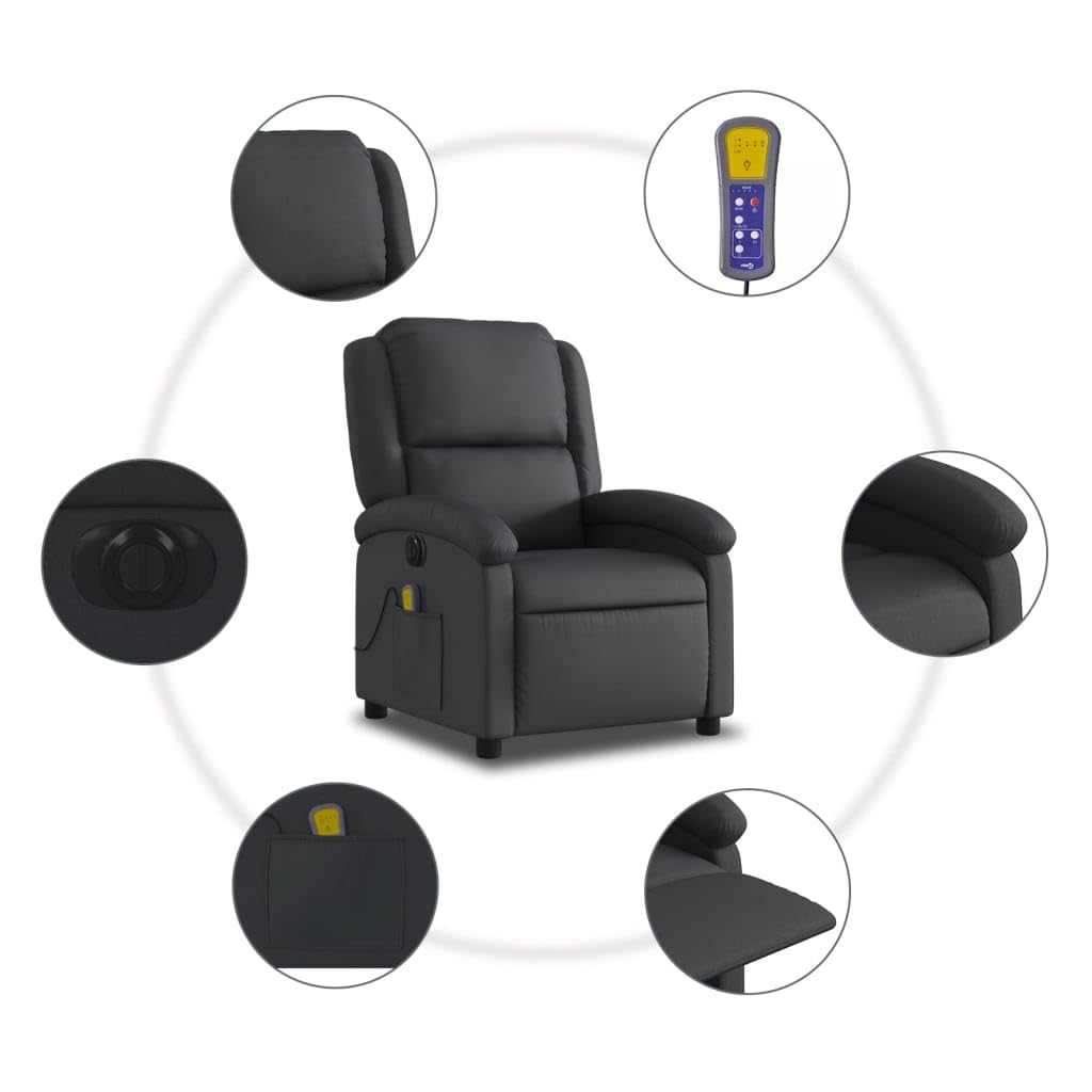 Homgoday Massagesessel, elektrisch, neigbar, aus echtem Leder, Sessel, Relaxsessel, Massagesessel für den ganzen Körper