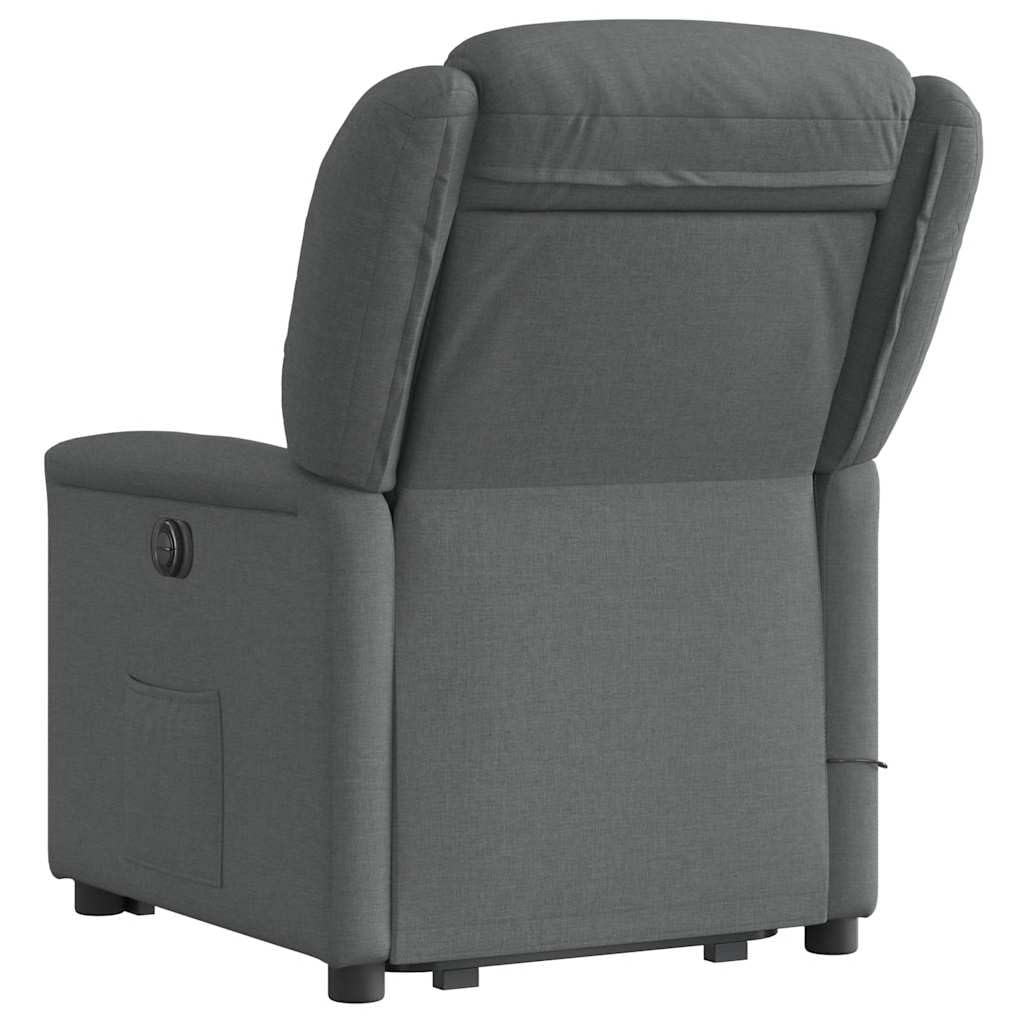 vidaXL Elektrischer Massagesessel Dunkelgrau – Mit Aufstehhilfe, Relax- & Fernsehsessel aus Stoff, Massagestuhl für bequemes Sitzen
