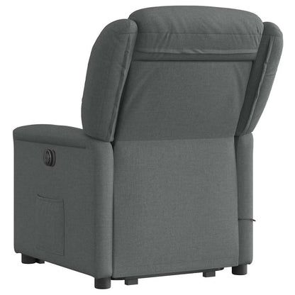 vidaXL Elektrischer Massagesessel Dunkelgrau – Mit Aufstehhilfe, Relax- & Fernsehsessel aus Stoff, Massagestuhl für bequemes Sitzen