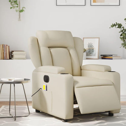 Homgoday Elektrischer Massagesessel – Neigbar, Ganzkörpermassage, Relaxsessel aus Creme-Kunstleder, ideal zum Entspannen