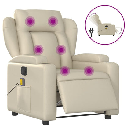 Homgoday Elektrischer Massagesessel – Neigbar, Ganzkörpermassage, Relaxsessel aus Creme-Kunstleder, ideal zum Entspannen