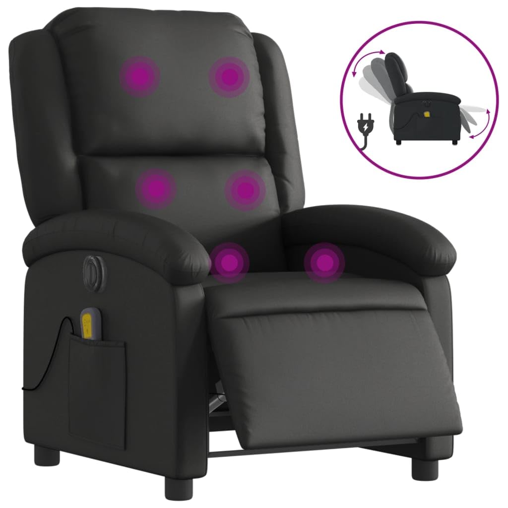 Homgoday Massagesessel, elektrisch, neigbar, aus echtem Leder, Sessel, Relaxsessel, Massagesessel für den ganzen Körper