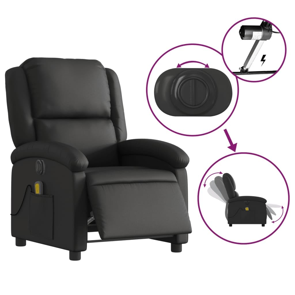 Homgoday Massagesessel, elektrisch, neigbar, aus echtem Leder, Sessel, Relaxsessel, Massagesessel für den ganzen Körper