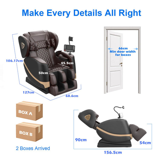 FURNIMAT Ganzkörper-Massagesessel – Zero Gravity, Heizung für Taille & Beine, 10 Rollen, Airbags, Fußmassage, Bluetooth, Fernbedienung
