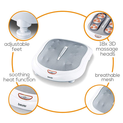 Beurer MG 320 Shiatsu Massageauflage & FM 60 Fußmassagegerät – Für Rücken, Nacken, Beine, mit Luftkompression, Licht, Wärme & 18 Massageköpfen