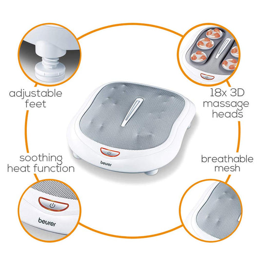 Beurer MG 320 Shiatsu Massageauflage & FM 60 Fußmassagegerät – Für Rücken, Nacken, Beine, mit Luftkompression, Licht, Wärme & 18 Massageköpfen
