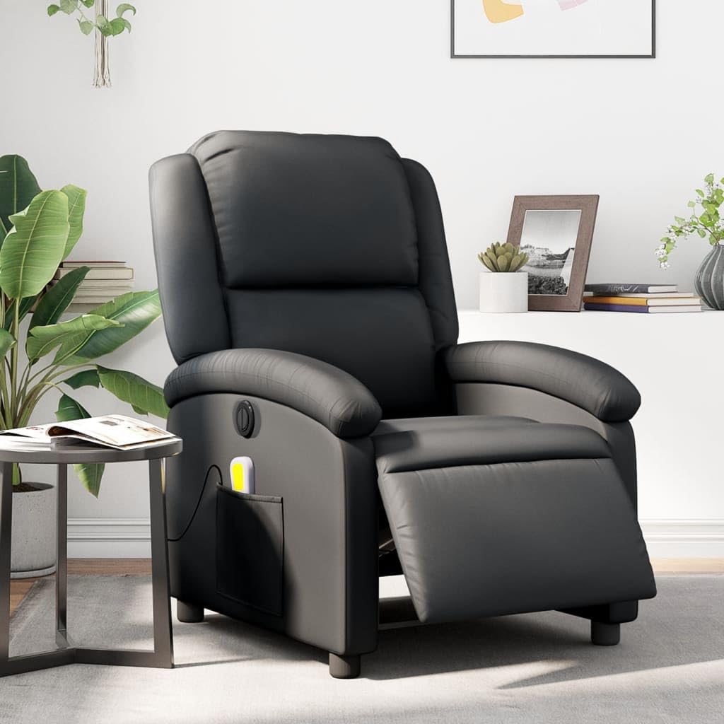 Homgoday Massagesessel, elektrisch, neigbar, aus echtem Leder, Sessel, Relaxsessel, Massagesessel für den ganzen Körper