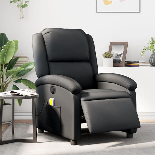 Homgoday Massagesessel, elektrisch, neigbar, aus echtem Leder, Sessel, Relaxsessel, Massagesessel für den ganzen Körper
