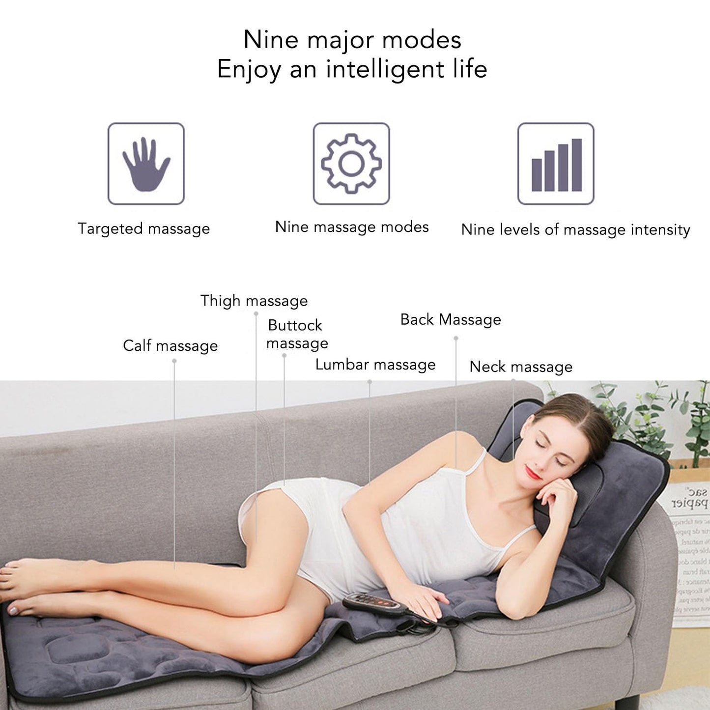 Fabater Ganzkörper-Massagematte – 10 Vibrationsmotoren, 9 Modi, mit Wärme, für Nacken, Rücken, Beine – ideales Geschenk für Mama & Papa
