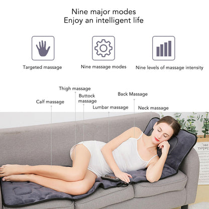 Fabater Ganzkörper-Massagematte – 10 Vibrationsmotoren, 9 Modi, mit Wärme, für Nacken, Rücken, Beine – ideales Geschenk für Mama & Papa