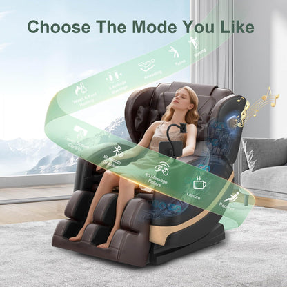 FURNIMAT Ganzkörper-Massagesessel – Zero Gravity, Heizung für Taille & Beine, 10 Rollen, Airbags, Fußmassage, Bluetooth, Fernbedienung
