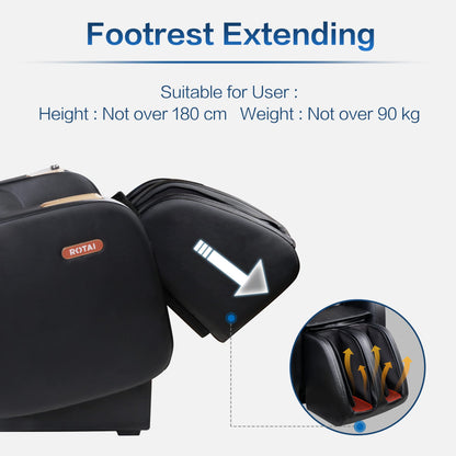Rotai 3D Massagesessel – Kompakter SL-Schienen Massagestuhl mit Automatikprogrammen, USB & Bluetooth, Elektrischer Relax- & Fernsehsessel