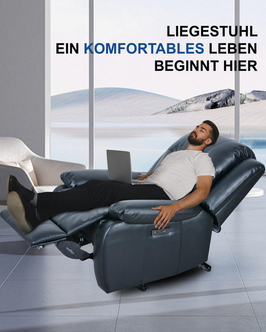 MeitFith Elektrischer Relaxsessel – Ganzkörpermassage, Liegefunktion, Wärme & Aufstehhilfe, Massagesessel & Fernsehsessel in einem